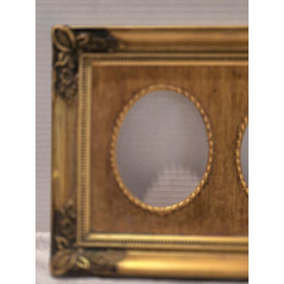 Vintage Gold Ornate Carved Wood Double (2) Oval Picture Photo Frame Oval  13" x - Picture 2 of 4